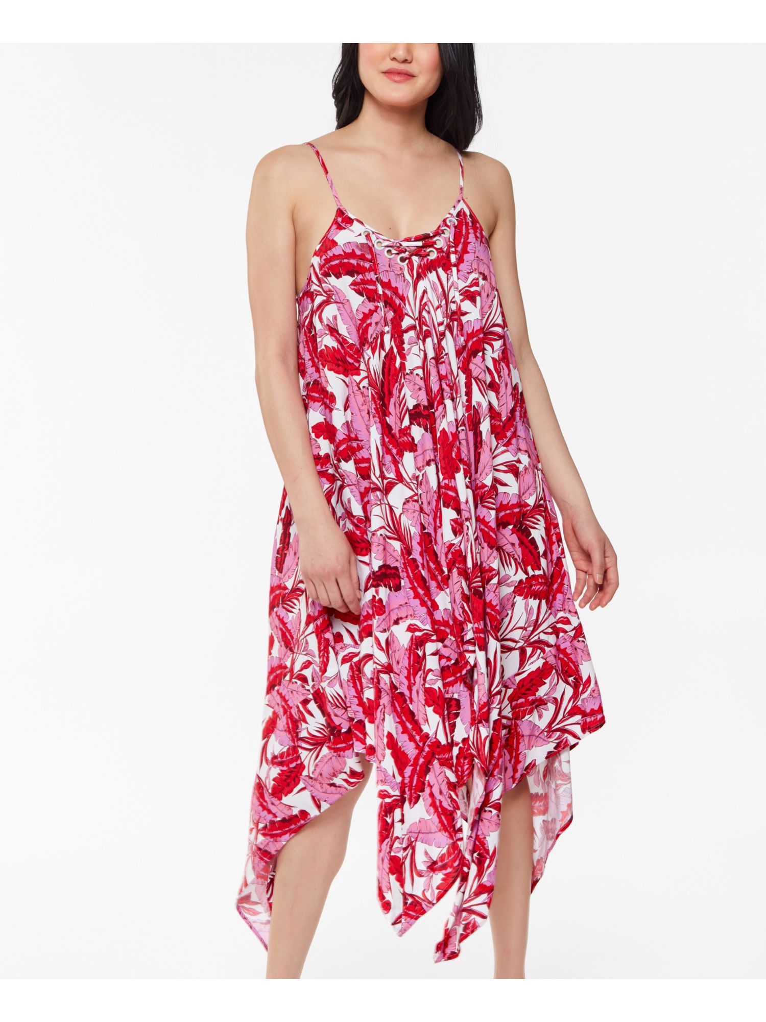Jessica Simpson Spaghetti Strap Floral Ruffled Swimsuit Cover Up Women's